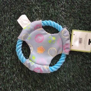 Juguete tipo frisbee de hilos para perro